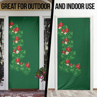 Hawaiian Taro Leaves-Hibiscus and Plumeria Door Cover Polynesian Art-Kakau Tattoo Green