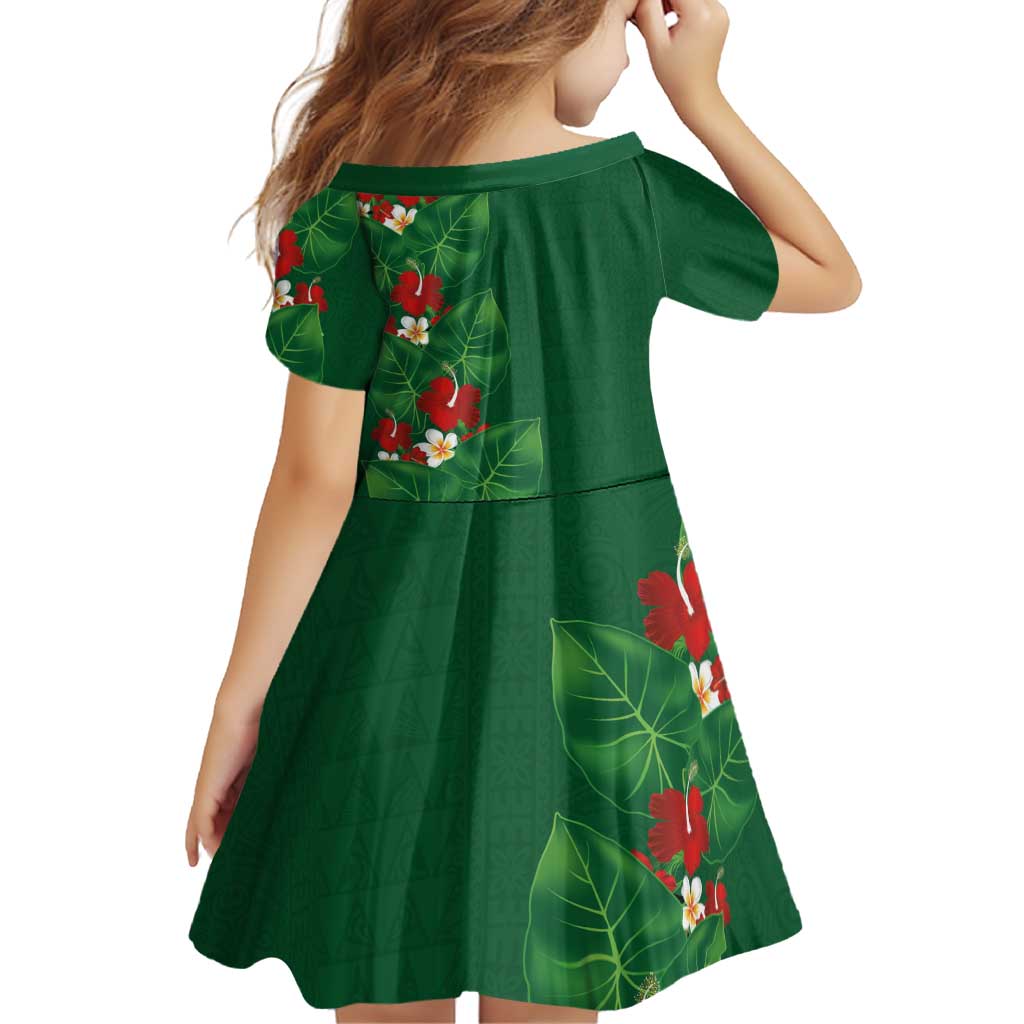 Hawaiian Taro Leaves-Hibiscus and Plumeria Family Matching Puletasi and Hawaiian Shirt Polynesian Art-Kakau Tattoo Green LT03 - Polynesian Pride