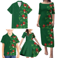 Hawaiian Taro Leaves-Hibiscus and Plumeria Family Matching Puletasi and Hawaiian Shirt Polynesian Art-Kakau Tattoo Green LT03 - Polynesian Pride