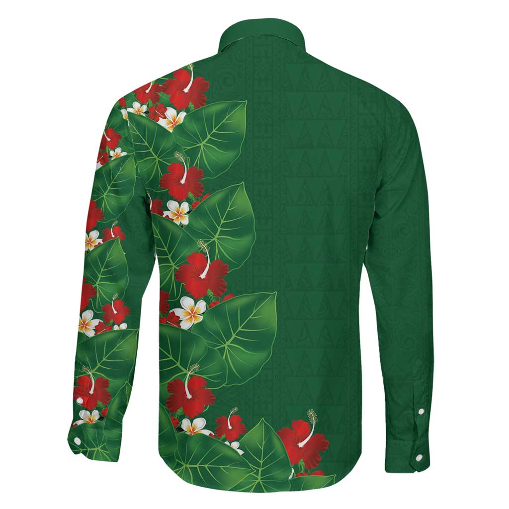 Hawaiian Taro Leaves-Hibiscus and Plumeria Family Matching Puletasi and Hawaiian Shirt Polynesian Art-Kakau Tattoo Green LT03 - Polynesian Pride