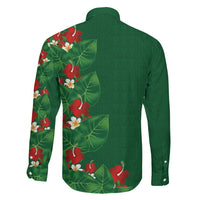 Hawaiian Taro Leaves-Hibiscus and Plumeria Family Matching Puletasi and Hawaiian Shirt Polynesian Art-Kakau Tattoo Green LT03 - Polynesian Pride