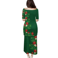 Hawaiian Taro Leaves-Hibiscus and Plumeria Family Matching Puletasi and Hawaiian Shirt Polynesian Art-Kakau Tattoo Green LT03 - Polynesian Pride