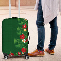 Hawaiian Taro Leaves-Hibiscus and Plumeria Luggage Cover Polynesian Art-Kakau Tattoo Green LT03 Green - Polynesian Pride