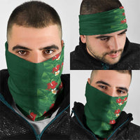 Hawaiian Taro Leaves-Hibiscus and Plumeria Neck Gaiter Polynesian Art-Kakau Tattoo Green