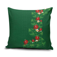 Hawaiian Taro Leaves-Hibiscus and Plumeria Pillow Cover Polynesian Art-Kakau Tattoo Green