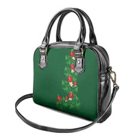 Hawaiian Taro Leaves-Hibiscus and Plumeria Shoulder Handbag Polynesian Art-Kakau Tattoo Green