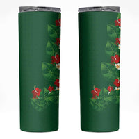 Hawaiian Taro Leaves-Hibiscus and Plumeria Skinny Tumbler Polynesian Art-Kakau Tattoo Green LT03 Green - Polynesian Pride