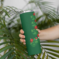 Hawaiian Taro Leaves-Hibiscus and Plumeria Skinny Tumbler Polynesian Art-Kakau Tattoo Green LT03 - Polynesian Pride