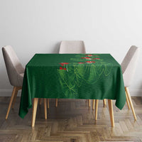 Hawaiian Taro Leaves-Hibiscus and Plumeria Tablecloth Polynesian Art-Kakau Tattoo Green