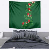 Hawaiian Taro Leaves-Hibiscus and Plumeria Tapestry Polynesian Art-Kakau Tattoo Green