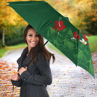Hawaiian Taro Leaves-Hibiscus and Plumeria Umbrella Polynesian Art-Kakau Tattoo Green