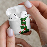 Hawaiian Taro Leaves-Hibiscus and Plumeria AirPods Case Polynesian Art-Kakau Tattoo White