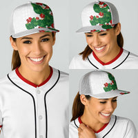 Hawaiian Taro Leaves-Hibiscus and Plumeria Baseball Net Cap Polynesian Art-Kakau Tattoo White