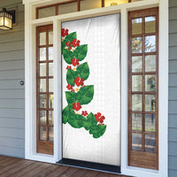 Hawaiian Taro Leaves-Hibiscus and Plumeria Door Cover Polynesian Art-Kakau Tattoo White