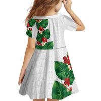 Hawaiian Taro Leaves-Hibiscus and Plumeria Family Matching Short Sleeve Bodycon Dress and Hawaiian Shirt Polynesian Art-Kakau Tattoo White LT03 - Polynesian Pride
