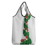 Hawaiian Taro Leaves-Hibiscus and Plumeria Grocery Bag Polynesian Art-Kakau Tattoo White