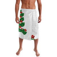 Hawaiian Taro Leaves-Hibiscus and Plumeria Lavalava Polynesian Art-Kakau Tattoo White