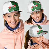 Hawaiian Taro Leaves-Hibiscus and Plumeria Mesh Trucker Cap Polynesian Art-Kakau Tattoo White