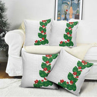 Hawaiian Taro Leaves-Hibiscus and Plumeria Pillow Cover Polynesian Art-Kakau Tattoo White
