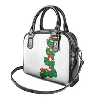 Hawaiian Taro Leaves-Hibiscus and Plumeria Shoulder Handbag Polynesian Art-Kakau Tattoo White