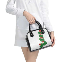 Hawaiian Taro Leaves-Hibiscus and Plumeria Shoulder Handbag Polynesian Art-Kakau Tattoo White