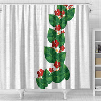 Hawaiian Taro Leaves-Hibiscus and Plumeria Shower Curtain Polynesian Art-Kakau Tattoo White