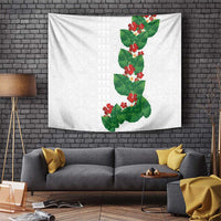 Hawaiian Taro Leaves-Hibiscus and Plumeria Tapestry Polynesian Art-Kakau Tattoo White LT03 White - Polynesian Pride