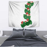 Hawaiian Taro Leaves-Hibiscus and Plumeria Tapestry Polynesian Art-Kakau Tattoo White LT03 - Polynesian Pride