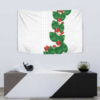 Hawaiian Taro Leaves-Hibiscus and Plumeria Tapestry Polynesian Art-Kakau Tattoo White LT03 - Polynesian Pride