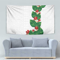 Hawaiian Taro Leaves-Hibiscus and Plumeria Tapestry Polynesian Art-Kakau Tattoo White LT03 - Polynesian Pride
