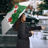 Hawaiian Taro Leaves-Hibiscus and Plumeria Umbrella Polynesian Art-Kakau Tattoo White