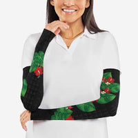 Hawaiian Taro Leaves-Hibiscus and Plumeria Arm Sleeves Polynesian Art-Kakau Tattoo Black