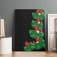 Hawaiian Taro Leaves-Hibiscus and Plumeria Canvas Wall Art Polynesian Art-Kakau Tattoo Black