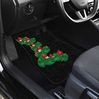 Hawaiian Taro Leaves-Hibiscus and Plumeria Car Mats Polynesian Art-Kakau Tattoo Black