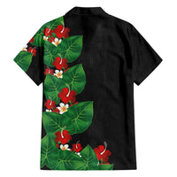Hawaiian Taro Leaves-Hibiscus and Plumeria Family Matching Summer Maxi Dress and Hawaiian Shirt Polynesian Art-Kakau Tattoo Black LT03 - Polynesian Pride