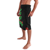 Hawaiian Taro Leaves-Hibiscus and Plumeria Lavalava Polynesian Art-Kakau Tattoo Black