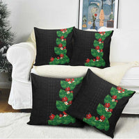 Hawaiian Taro Leaves-Hibiscus and Plumeria Pillow Cover Polynesian Art-Kakau Tattoo Black