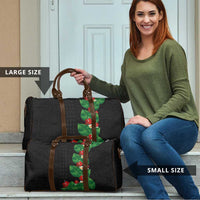 Hawaiian Taro Leaves-Hibiscus and Plumeria Travel Bag Polynesian Art-Kakau Tattoo Black
