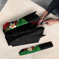 Hawaiian Taro Leaves-Hibiscus and Plumeria Umbrella Polynesian Art-Kakau Tattoo Black