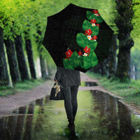 Hawaiian Taro Leaves-Hibiscus and Plumeria Umbrella Polynesian Art-Kakau Tattoo Black