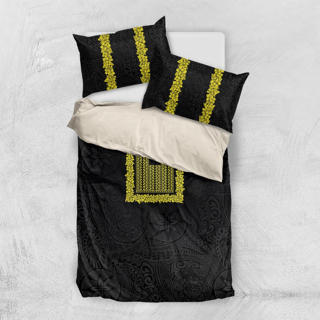 Philippines Polynesian Jasmine Pattern Bedding Set With Barong Tagalog Black Style