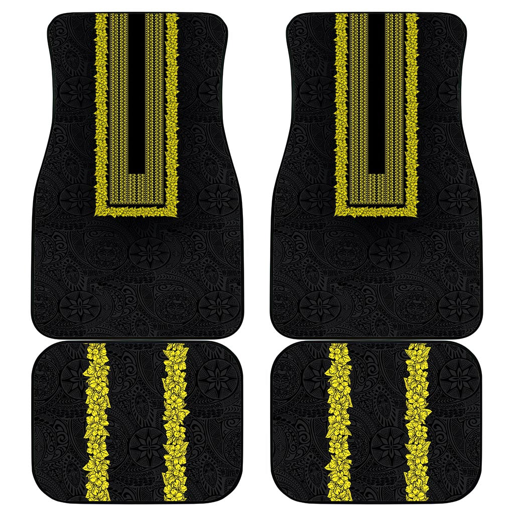 Philippines Polynesian Jasmine Pattern Car Mats With Barong Tagalog Black Style