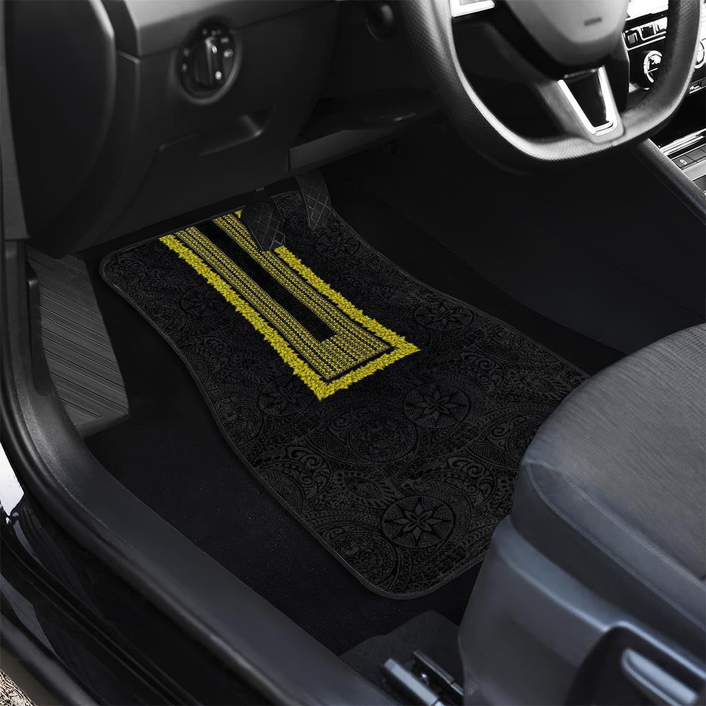 Philippines Polynesian Jasmine Pattern Car Mats With Barong Tagalog Black Style