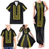 Philippines Polynesian Jasmine Pattern Family Matching Tank Maxi Dress and Hawaiian Shirt With Barong Tagalog Black Style LT03 - Polynesian Pride