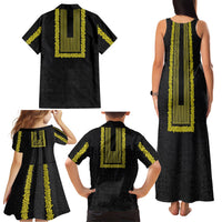 Philippines Polynesian Jasmine Pattern Family Matching Tank Maxi Dress and Hawaiian Shirt With Barong Tagalog Black Style LT03 - Polynesian Pride