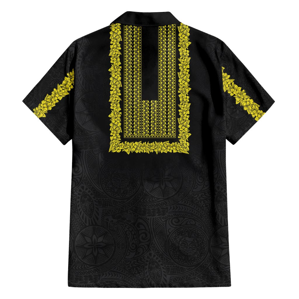 Philippines Polynesian Jasmine Pattern Family Matching Tank Maxi Dress and Hawaiian Shirt With Barong Tagalog Black Style LT03 - Polynesian Pride
