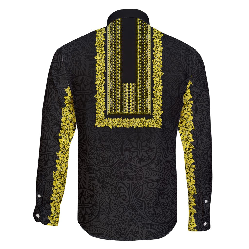 Philippines Polynesian Jasmine Pattern Family Matching Tank Maxi Dress and Hawaiian Shirt With Barong Tagalog Black Style LT03 - Polynesian Pride