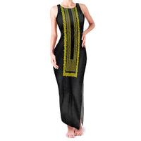 Philippines Polynesian Jasmine Pattern Family Matching Tank Maxi Dress and Hawaiian Shirt With Barong Tagalog Black Style LT03 Mom's Dress Black - Polynesian Pride
