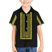 Philippines Polynesian Jasmine Pattern Family Matching Tank Maxi Dress and Hawaiian Shirt With Barong Tagalog Black Style LT03 Son's Shirt Black - Polynesian Pride