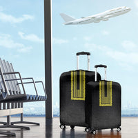 Philippines Polynesian Jasmine Pattern Luggage Cover With Barong Tagalog Black Style
